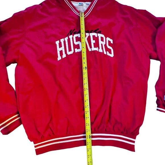 Vtg Nebraska Corn Huskers Pullover Jacket XL NCAA Russell Athletic Red Nylon - Picture 10 of 12